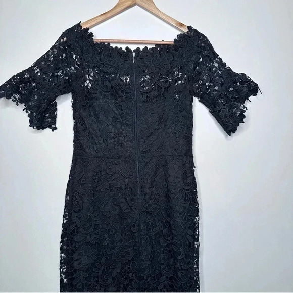 Paper Dolls London Black Off The Shoulder Frill Sleeve Crochet Lace Maxi Dress - Picture 9 of 13